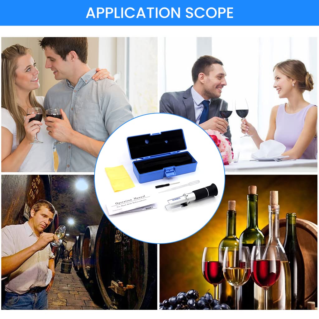 ZORBES Refractometer for Wine Beer Brewing with ATC and Dual Scale of Brix 0-40% and Alcohol 0-25% vol, Refractometer for Measuring Sugar Content in Grape Juice & Predicting Wine Alcohol Degree ZORBES Refractometer for Wine Beer Brewing with ATC and Dual Scale of Brix 0-40% and Alcohol 0-25% vol, Refractometer for Measuring Sugar Content in Grape Juice & Predicting Wine Alcohol Degree
